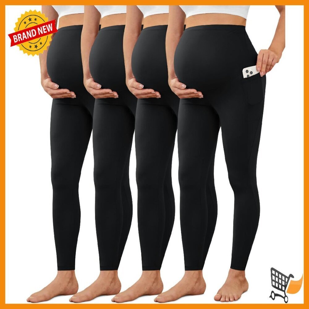 Maternity Leggings with Pockets Over Belly Buttery Soft Yoga Pants
